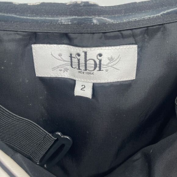 Tibi New York Black White Strapless Silk Blend Lace Cocktail Mini Dress Size 2 - Picture 4 of 10